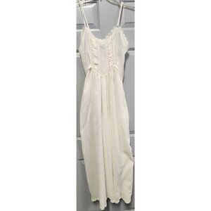 Vintage Christian Dior lingerie long NIGHTGOWN NIGHTIE Medium white sheer w/pink